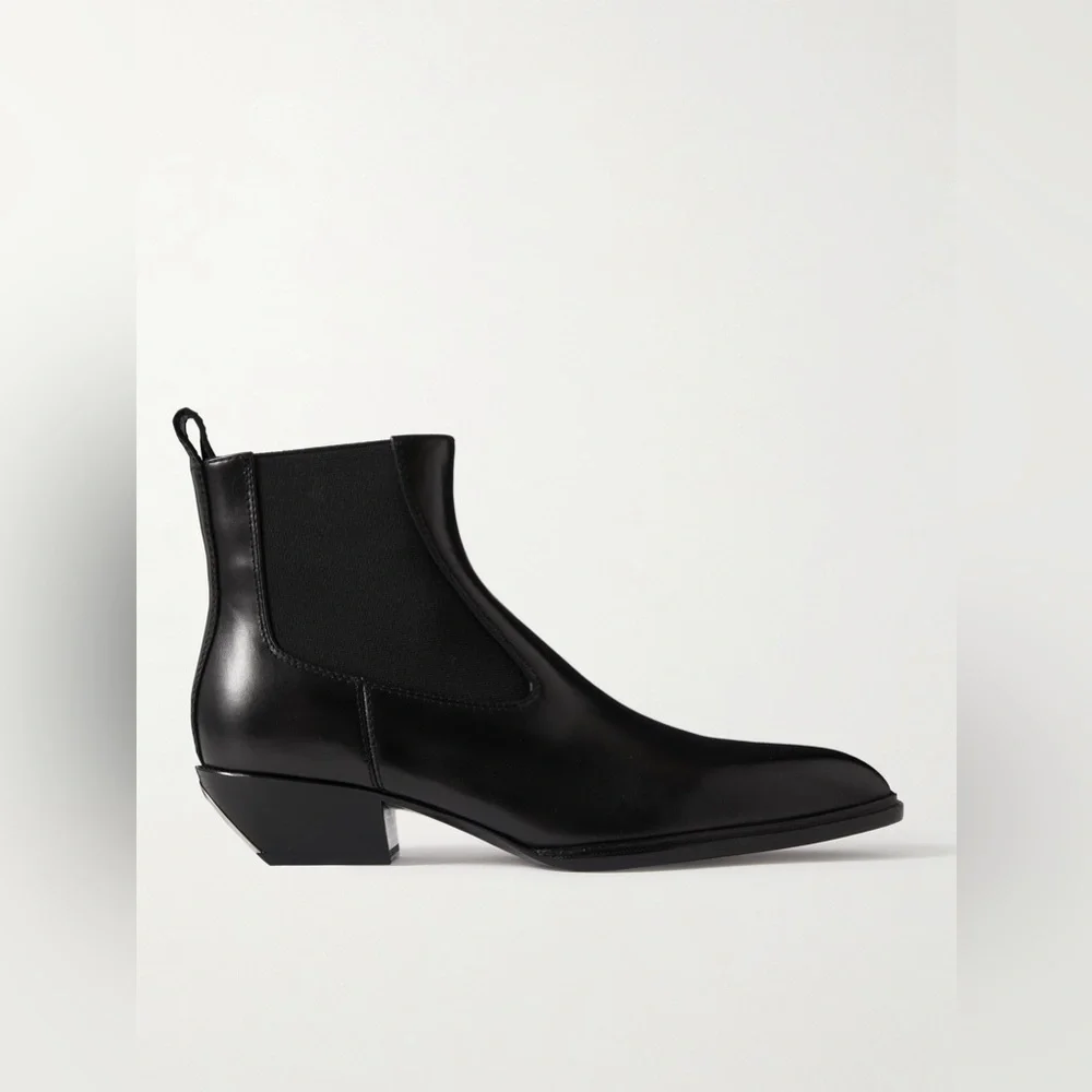 New Alexander Wang black slick 40 cowboy ankle boots in leather Sz36 MSRP:$650 - Picture 4 of 12